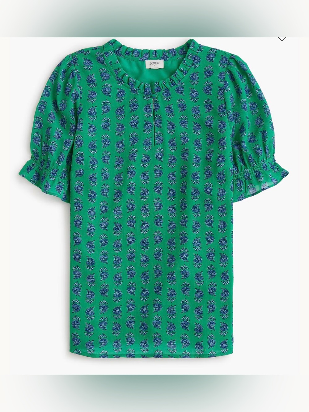 J Crew Short-sleeve Printed Ruffleneck Top Medium NWOT